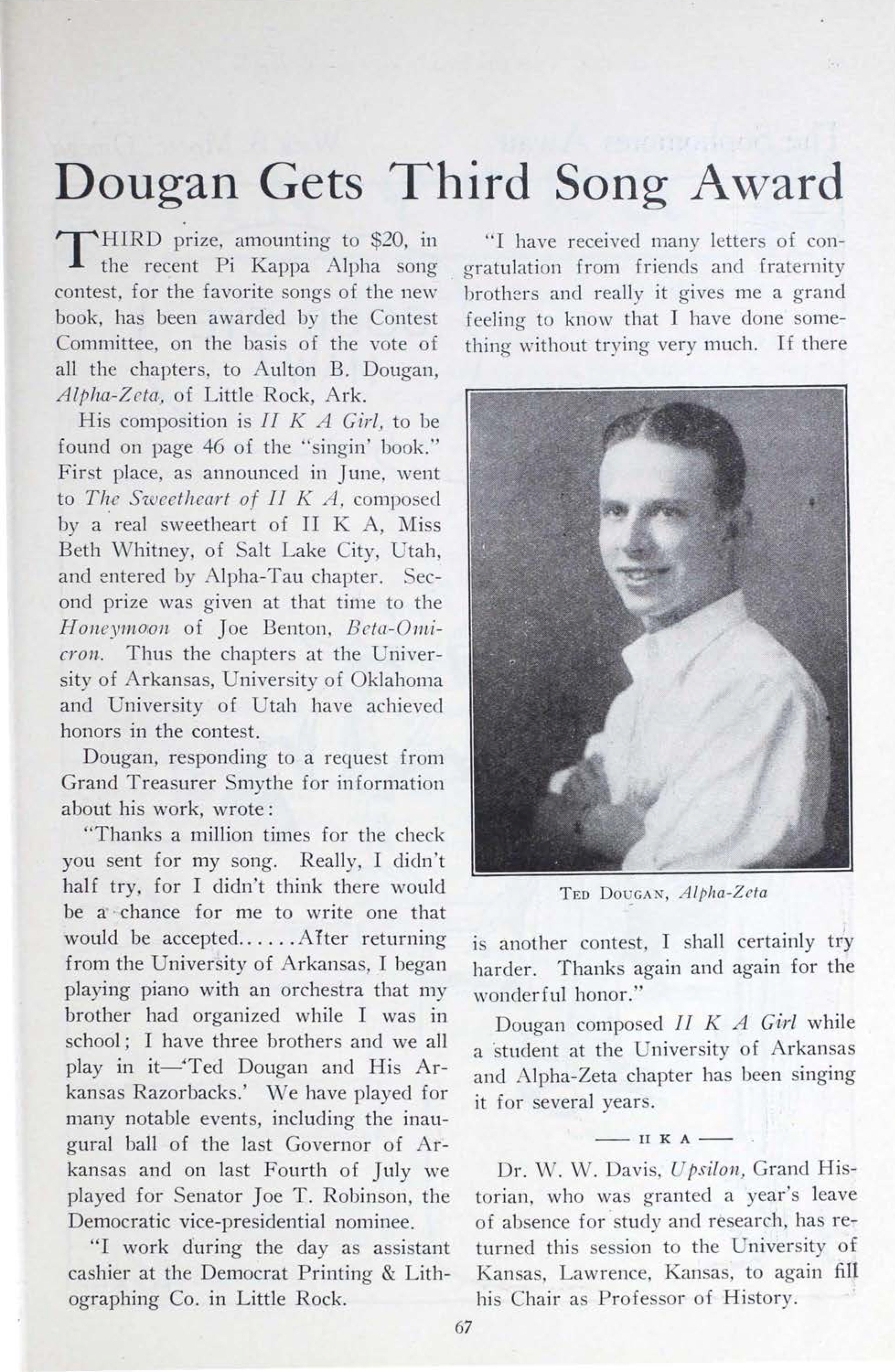 Dougan Gets Third Song Award